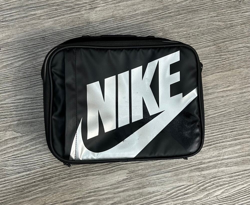 Nike Insulated Lunch Box Bag Black Silver Big Logo Lunch Bag Cooler Kids Adults